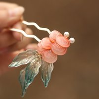 Vintage Flower Hairpin U Shaped Hair Sticks Forks New Chinese Style Flower Leaf Hairpins Side Clips Pearls Tassel Hair Jewelry