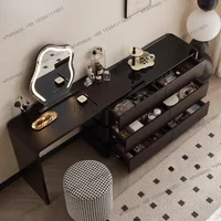 Number Of Drawers 6 Cream Style Black Chest Of Drawers Minimalist Modern Retractable Dressing Table Makeup Vanity Makeup Desk