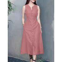 Stylish Summer Sundress 2025 ZANZEA Women Elegant Solid Party Holiday Vestidos V Neck Sleeveless Midi Dress Kaftan Robe Femme
