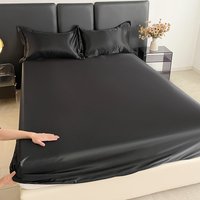 1pcs Satin Surface Bedding Fitted SheetElastic Band Around Mattress Cover Queen King Bed Cover Sheet 90/140/180(No Pillowcase)