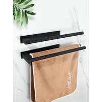 Adhesive Towel Bar Without Drill 304 Stainless Steel Towel Rail Easy Installation Matte Black Towel Holder for Bathroom Kitchen