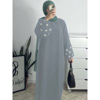 Eid Women Dress Abaya Flower Embroidery Muslim Dubai Vestidos Largos Party Caftan Jalabiya Ramadan Long Dresses Kaftan Arab Robe