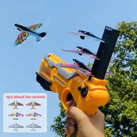 Airplane Launcher Bubble Catapult with 6 Small Plane Toy Funny Airplane Toys for Kids Plane Catapult Gun Shooting Game Gift