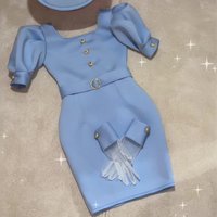 Customized Modern Women's Party Dresses Mini Sky Blue Satin Sheath Cocktail Gowns Short Sleeves Buttons Column Cocktail Dress
