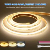 Bande LED COB étanche 5M 10M 12V 24V avec prise DC/câble 2 broches RA90 480 LED/m, ruban flexible haute luminosité 3000K 4000K 6000K