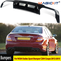 MagicKit Amg Rear Bumper Diffuser Lip FOR MERCEDES BENZ C CLASS W204 C204 2011-2015 FRP LCI Gloss Black
