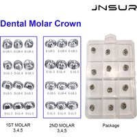12pcs Dental Temporary Crowns E3 E4 E5 D3 D4 D5 1st 2nd Preformed StainlessSteel Pedo Molar Crown Refill Kit Dentistry Pediatri