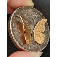 Mechanical Coin with Movable butterfly wings for Friend's Gift