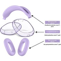 Purple Color Silicone Protective Cover TPU Transparent Case Three Piece Set Suitable for 2024 AirPods Max/2 Scratch resistant