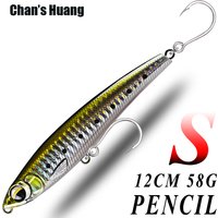 Chan's Huang 1PCS Sinking Pencil Fishing Lures Wobbler Single Hook Hard Bait Pike Tuna Saltwater Long Casting Pencil Bait Tackle