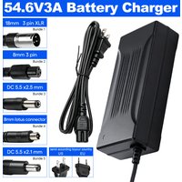54,6V 3A 12S Lithium-Batterieladegerät Netzadapter für Elektroroller, E-Bike, Elektro-Skateboard, Balance-Fahrzeug, Li-Ionen-Batterie-Ladeversorgung, 5 DC-Anschlussoptionen: XLR 8mm, 3-Pin, 5,5x2,1mm,