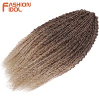 FASHION IDOL 24 Inch Afro Kinky Curly Hair Synthetic Heat Resistant Crochet Hair Ombre Brown Marley Braiding Hair Extensions