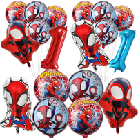 Cartoon Spidey And His Amazing Friends Party Balloons 1-9th Number Balloon Set Spider man Themed Kids Birthday Party Decor Gifts