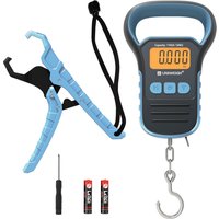 Waterproof fishing scale with lip clamp, digital handheld scale with 60-inch tape measure, luggage hook, backlit LCD display