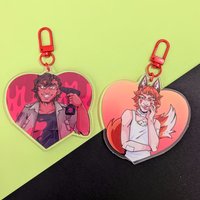 YKMET Strade & Ren Heart Acrylic Keychain BTD Double-Sided Printed Anime Character Keyring Key Holder Car Pendant