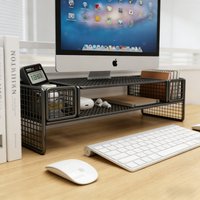 Height Adjustable Desktop Monitor Stand Laptop Cooling Elevated Bracket Office Storage Rack Computer Stand