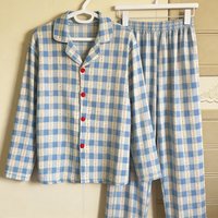 Autumn and Winter Women Nightwear Plaid Rose Striped Long Sleeve Trousers Pajamas Loungewear Plus Size Two-Piece Set Sleepwear