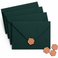 20Pcs Dark Green Envelopes 200gsm Thick Paper Gift Envelopes Letter Paper Wax Seal Set For Wedding Invitation Greeting Cards