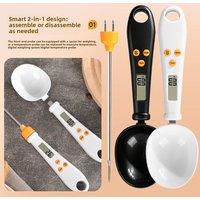 2 IN 1 Weighing Spoon Scale Thermometer Home Kitchen Tool Measuring Coffee Food Flour Powder Baking LCD Digital Measurement