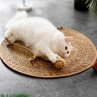 Cat Cooling Mat 40/50/60cm Cat Scratch Board Pad Weaving with Ball Cat Scratcher Bed Round Cat Scratching Post Four Seasons