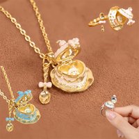 Opening Cake Necklace Ring Cute Y2k Necklace Box Rings Box Birthday Party And Wedding Gifts Stainless Steel Necklace Woman Ring