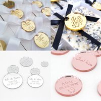 30/50/100 pièces nom personnalisé baptême acrylique or/argent étiquette ronde mariage et fiançailles fête décorations de Table cadeaux personnalisés
