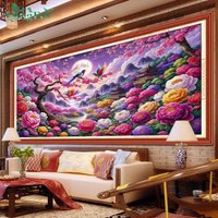 Birds Flowers 11ct Printed Needlework,DIY Living Room Printed Cross Stitch,Sets For Embroidery Kit Full Cotton/Silk Threads