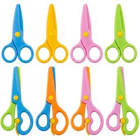 Preschool Training Safety Plastic Scissors Blunt Tip Art Playdough Supplies Anti-Pinch Design Hand Eye Coordination Development