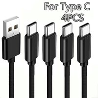 4Pcs USB A To Type C Cable Date Sync Fast Charging 1M Nylon Weaving Charger Cable For Samsung Huawei Android Type C Mobile Phone