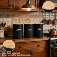 3pcs Minimalist Metal Round Canister Set, Multi-functional Tea, Coffee, and Sugar Storage Containers, Reusable, Empty Cans