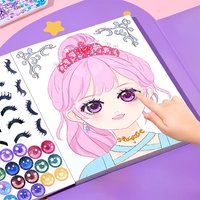 DIY facial sticker album, accompanied by fashion doll design - dress-up sticker game set, including reusable stickers.