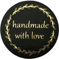 500pcs handmade with Love Stickers Baking label wedding sticker party label decoration envelope seal stationery black sticker