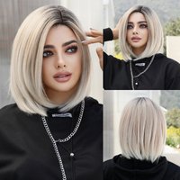 Namm kurze ombre blonde Bob Perücke für Frauen tägliche Party natürliche synthetische Lavendel Mittelteil Perücke hitze beständige gerade Perücken