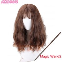 Hermione Jean Granger Cosplay Wig Brown Curly Heat Resistant Synthetic Hair Cosplay Costume Wigs + Wig Cap