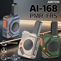 2Pcs AIRITON AI-168 Mini Walkie Talkie PMR Long Range USB-C Rechargeable NOAA VOX Portable Two Way Radio for Hiking Camping