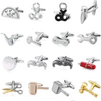 Men's French shirt cufflinks copper material small tools hammers pens scissors bottle openers protractors French cuffs buttons