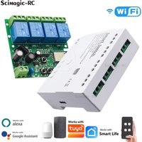 4CH Wifi Relay Smart Wireless Switch Module 4 Channel 7-32V 85-250V 220V 110V 2200W RF433 4 Way Receiver Works with Tuya Alexa