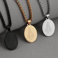 1PC Catholic Miraculous Medal Necklace Stainless Steel Our Lady Virgin Mary Pendant Religious Jewelry For Men Women