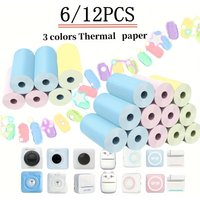 6/12 Rolls 57mm Instant Thermal Paper, Compatible with Mini & Pocket Printers, Ideal for Portable Photo Printing & Holiday Gifts