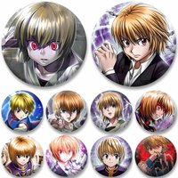 Anime Hunter X Hunter Pins Cartoon Kurapika Round Brooch Creative Cosplay Badge on Bag Jacket Fashion Jewelry Accessories Gifts