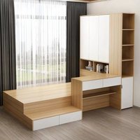 #¥Small apartment tatami bed wardrobe combination storage desk bed multi-functional bed cabinet integrated pedal meter high box