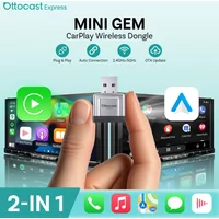 OTTOCAST Mini Gem Wired to Wireless CarPlay Android Auto Adapter USB Dongle Plug Play Fast Connect for Benz Audi Toyota VW