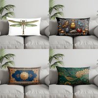 Home Decor Steampunk Dragonfly Printed Pillow Suitable For Sofa Bedroom Car Pillow Cover Cushion Rectangular Back Cushion