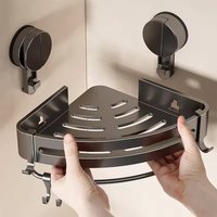 Suction Cup Mount Bathroom Wall Shelves No Drill Shower Shampoo Makeup Hanger Rack Basket Bath Room Corner Storage Caddy Holder