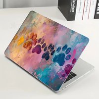 2 Pack Vivid Cat's Claw Printed PVC Laptop Film Scratch Resistant Abstract Watercolor Pattern Protective Case for Notebooks
