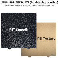 Flexible Build Plate Double Side Textured/Smooth PET+PEI PEO Sheet For MK52/Dia 270/265X250/300*300/310*310/355*355/377*370mm