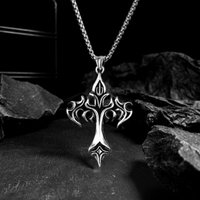Punk Cross Pendant Necklaces, Stainless Steel Necklace Unisex, Minimalism Hip Hop Style Jewelry Accessories Chain Party