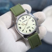 Men's Mechanical Watch 36mm Manual Winding Watch Retro Luminous Dial Rubber Strap Manual Movement Men's Gift