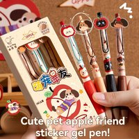 4PCS Gel Pen New High Beauty Cartoon Press Pen Student Exam Specific ST Pen Head Quick Drying Black Pen