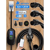 AFYEEV 7.2KW 32A Portable Type2 IEC62196-2 EV Charger Type1 SAE J1772 Electric Car Charger GBT EVSE Charging Cable WiFi APP